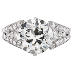 Antique 3.60-Carat Transitional Cut Diamond Art Deco Ring