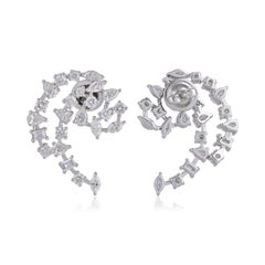 3.60 carats Diamond 18 Karat Gold Crescent Stud Earrings