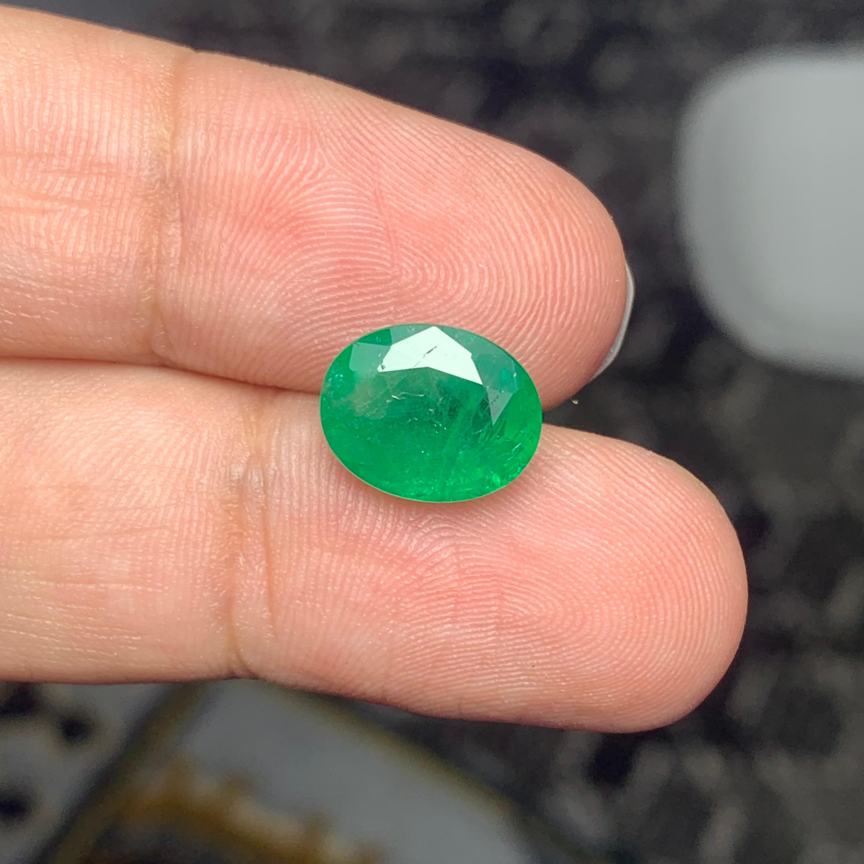 3.60 Carats Natural Loose Green Emerald Oval Shape From Zambia Mine 4