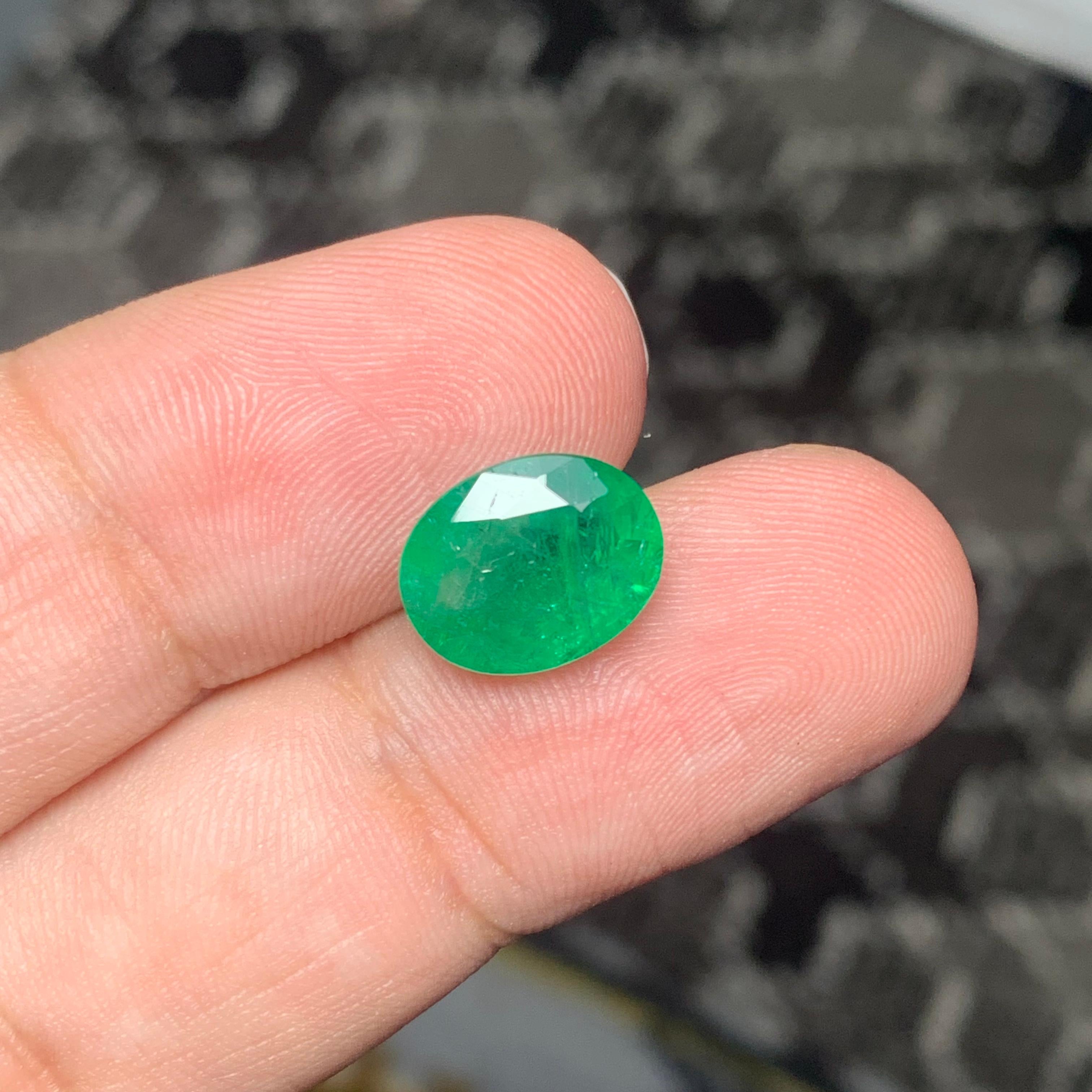 3.60 Carats Natural Loose Green Emerald Oval Shape From Zambia Mine 5