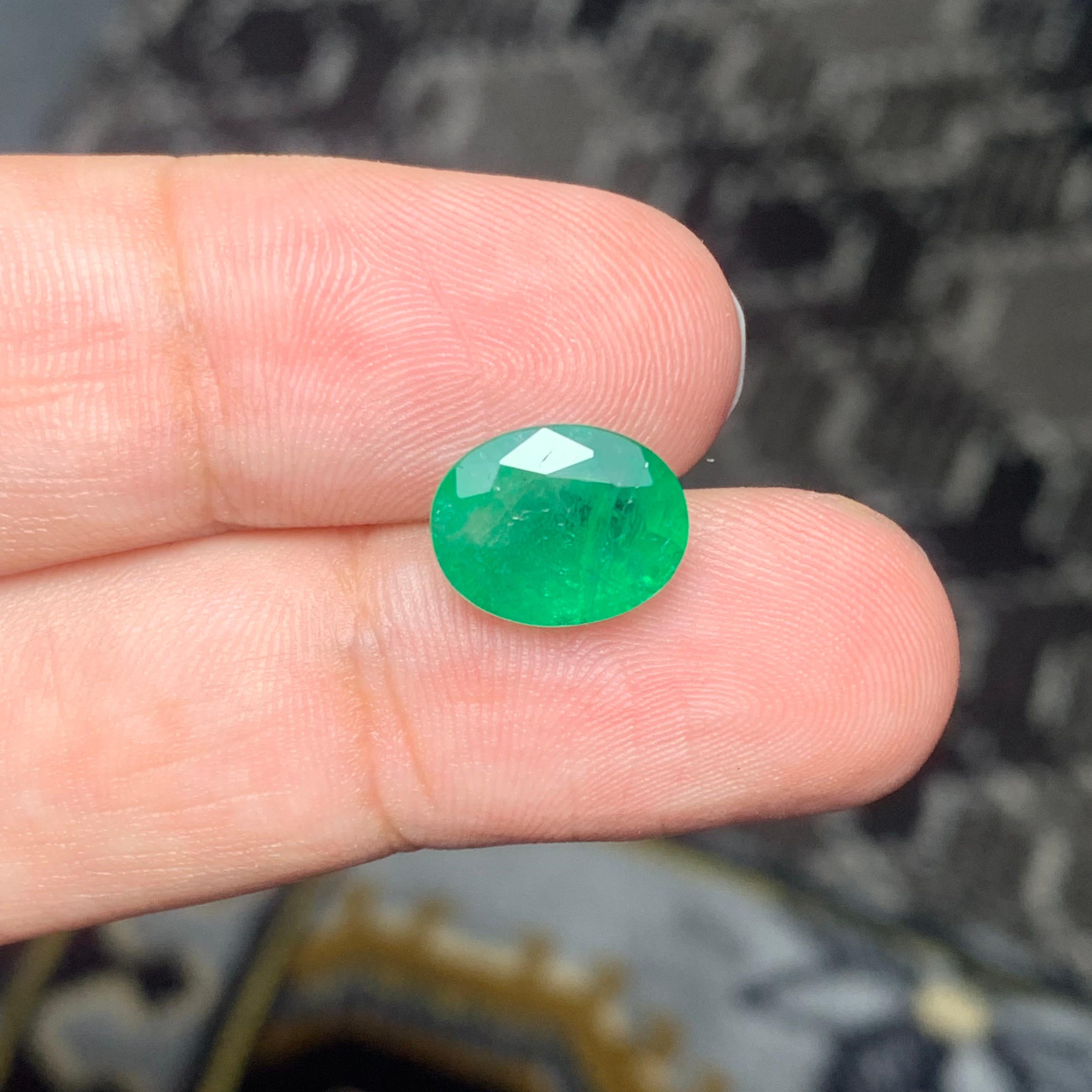 3.60 Carats Natural Loose Green Emerald Oval Shape From Zambia Mine 6