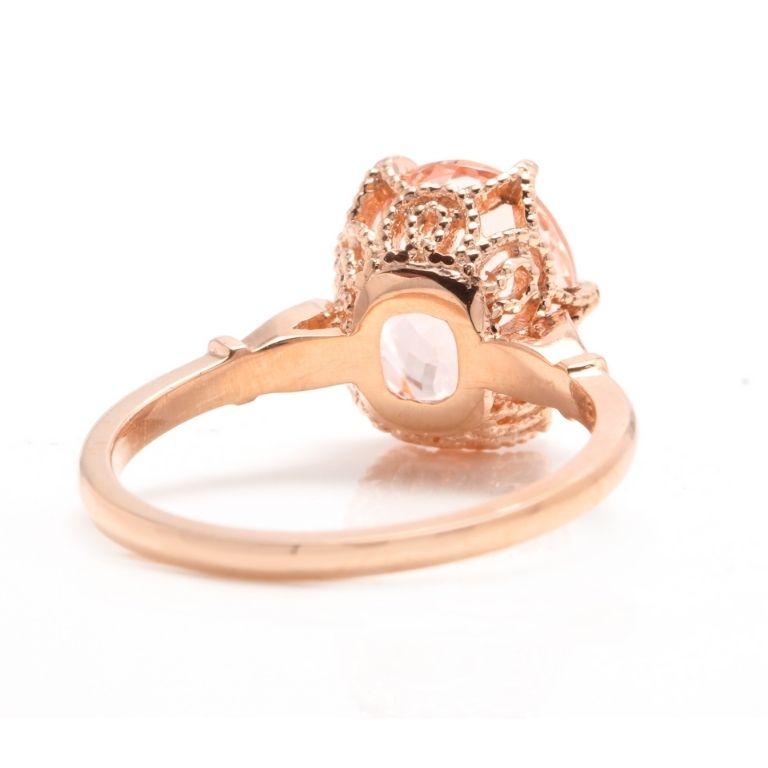 3.60 Carat Natural Morganite and Diamond 14 Karat Solid Rose Gold Ring In New Condition For Sale In Los Angeles, CA