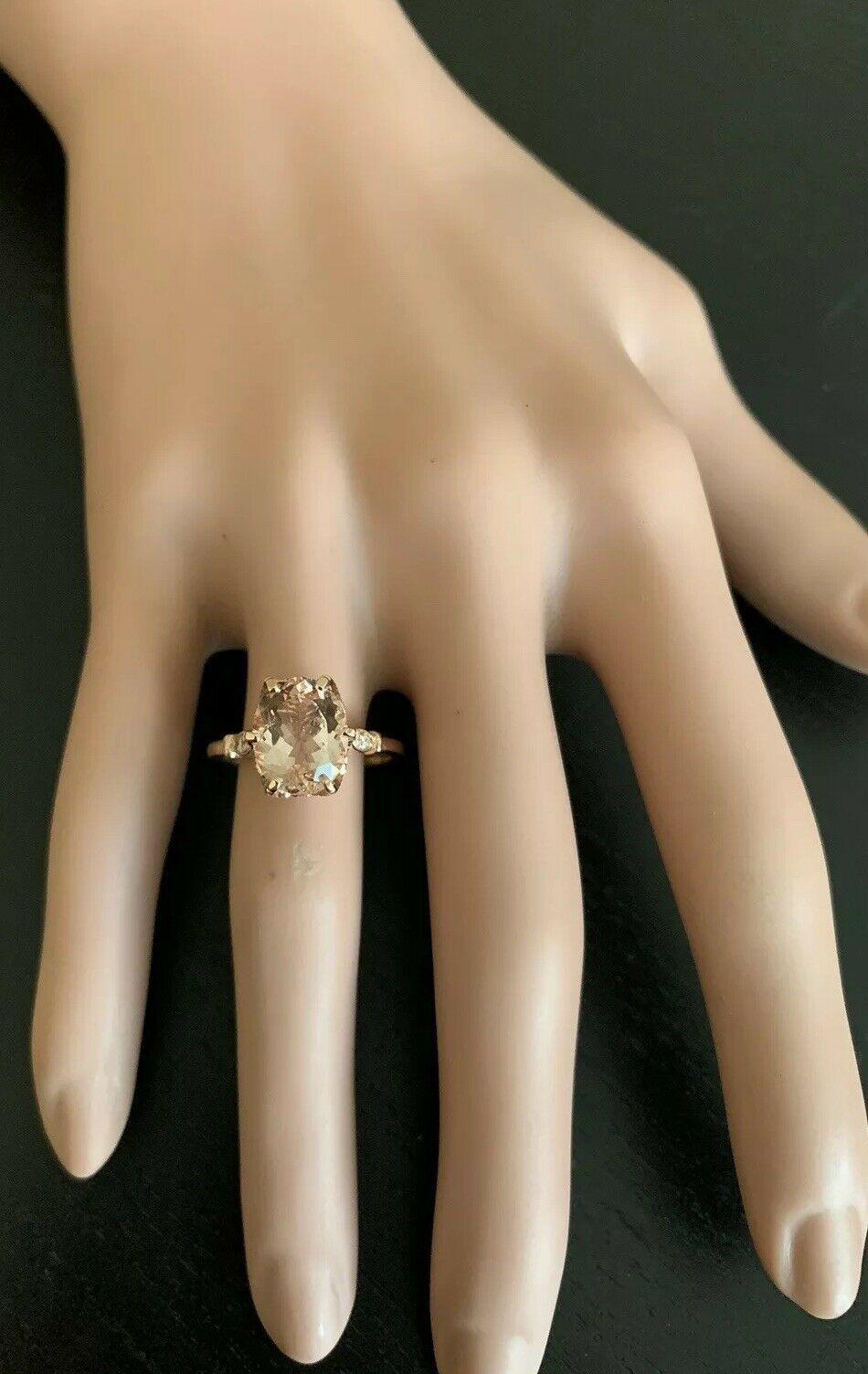 Women's 3.60 Carat Natural Morganite and Diamond 14 Karat Solid Rose Gold Ring For Sale