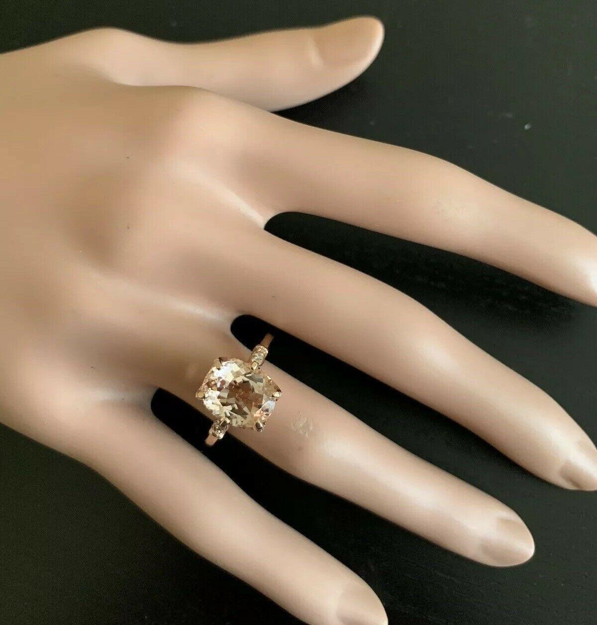 3.60 Carat Natural Morganite and Diamond 14 Karat Solid Rose Gold Ring For Sale 3