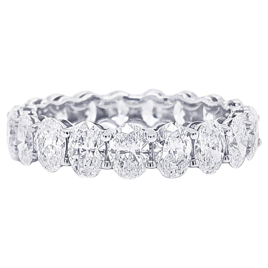 Anneau d'éternité ovale en or 14 carats de 3,60 carats