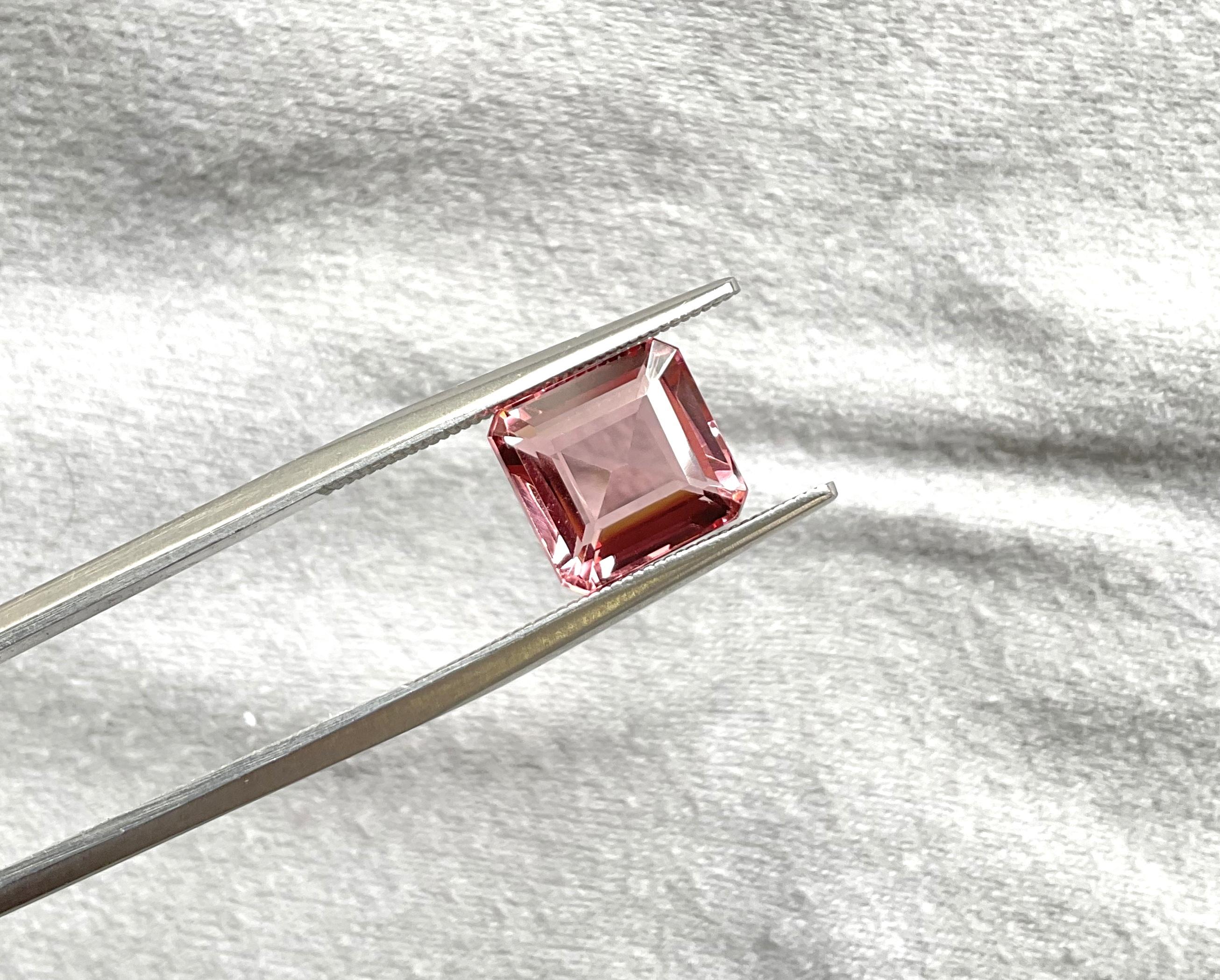 3,60 Karat Rosa Turmalin Oktagon Facettenschliff Stein Top Qualität Natürlicher Edelstein (Achteckschliff) im Angebot