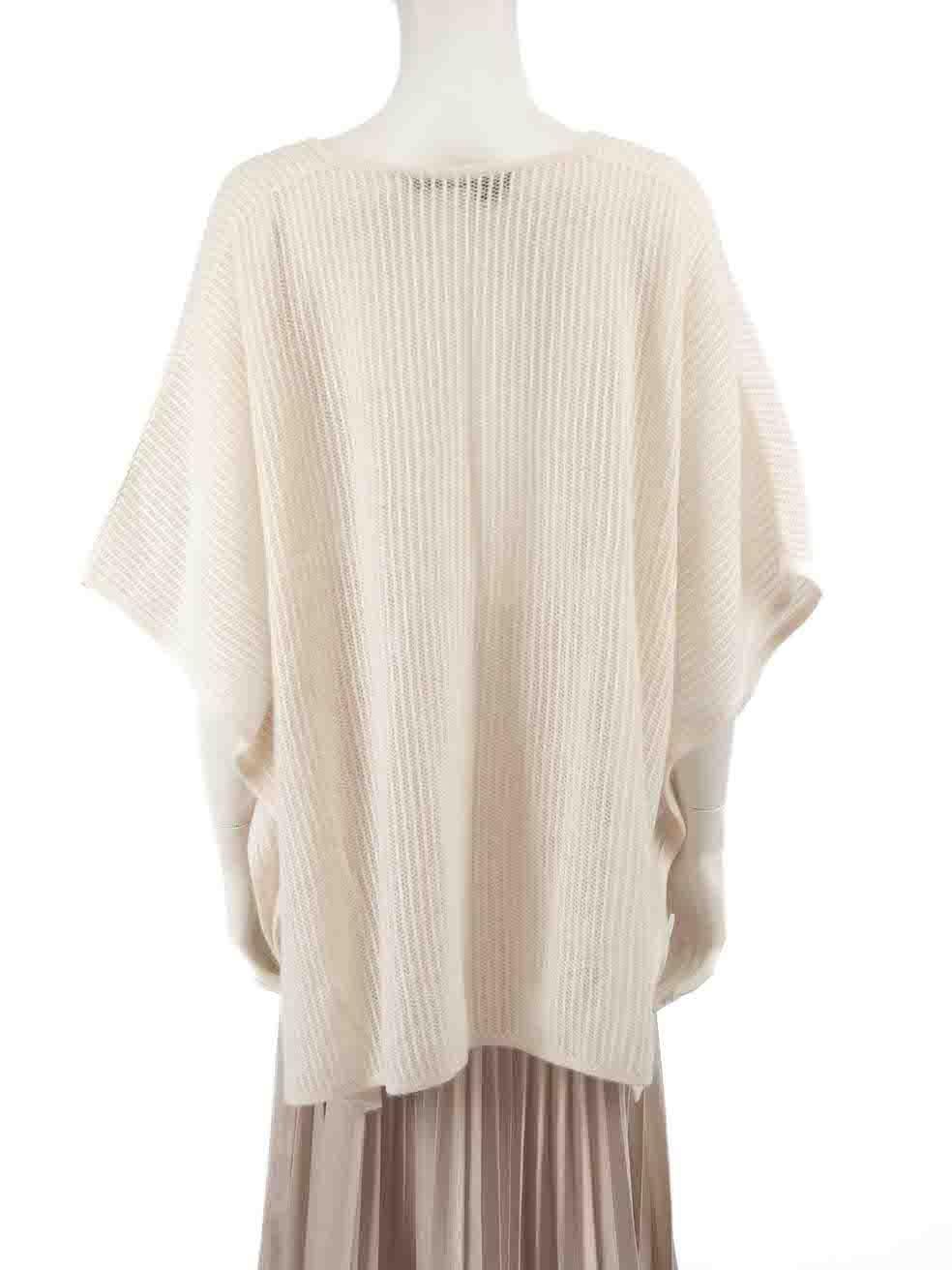 360 Cashmere Ecru V-Neck Knit Poncho Size S In Good Condition For Sale In London, GB