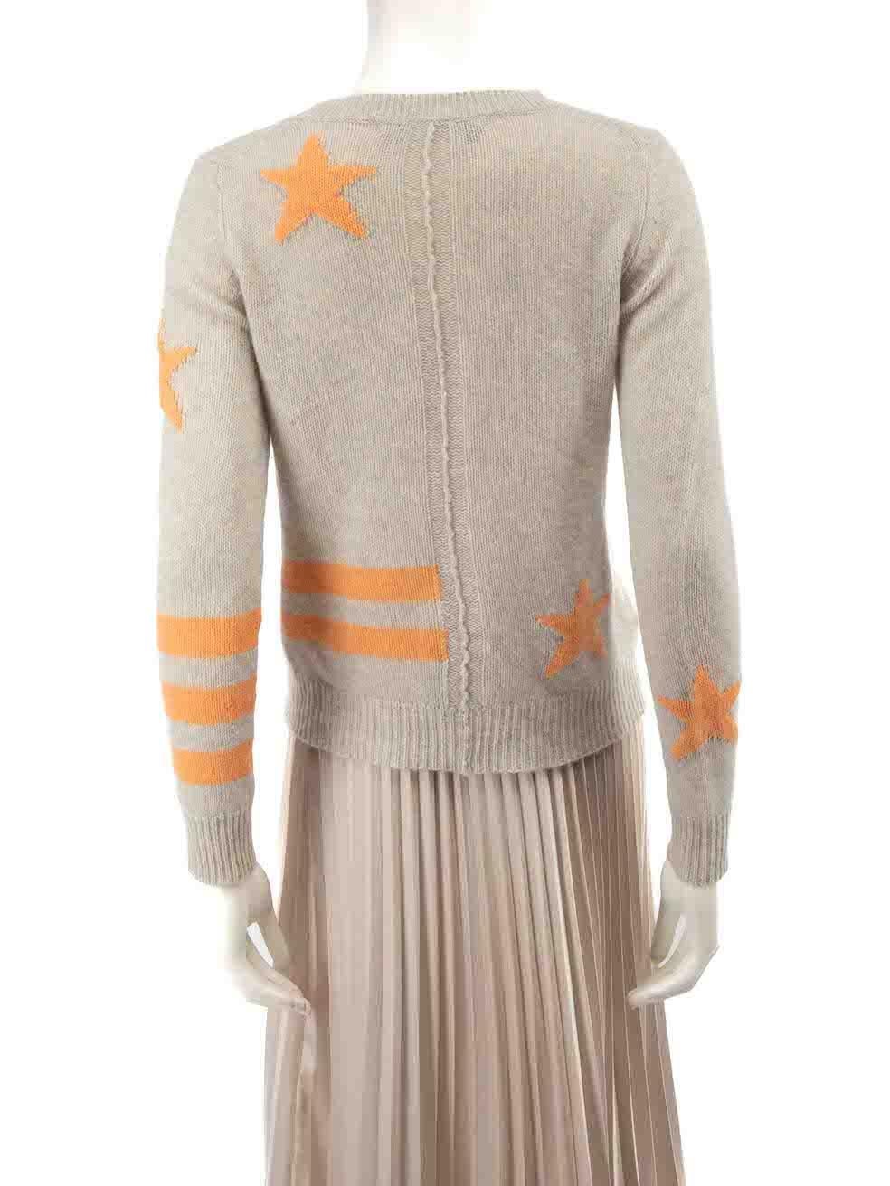 360 Cashmere Grey Cashmere Star Pattern Jumper Size S In Excellent Condition For Sale In London, GB