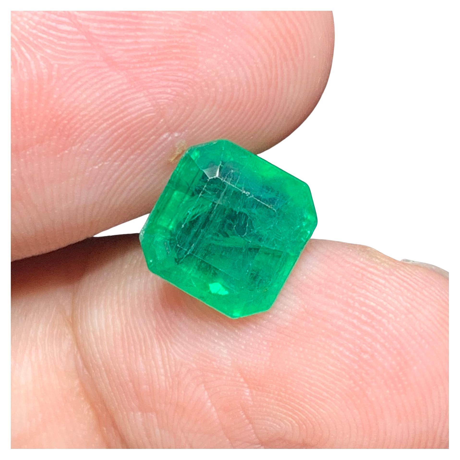 3.60 Cts Natural Loose Green Emerald Octagon Shape Gem From Zambia Mine For Sale