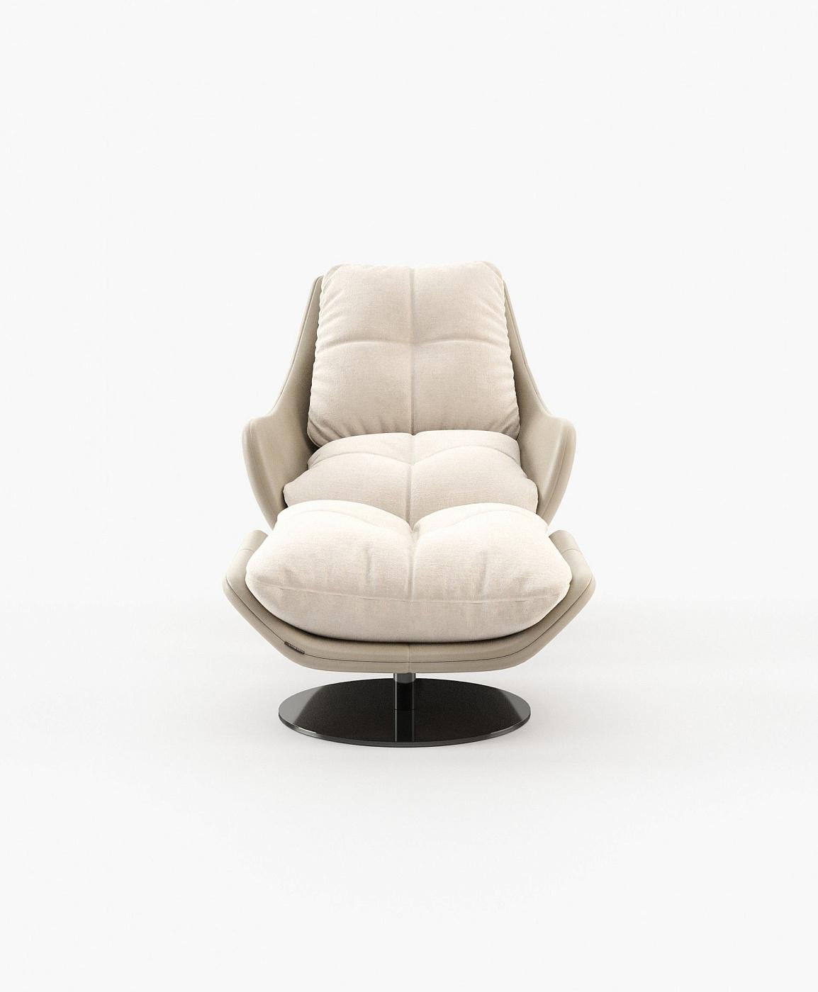 Conçu par le célèbre Sotiris Lazou Design/One Studio, ce fauteuil élégant est une option de siège exquise et chic qui fusionne le confort et le style contemporain. Il présente un design gracieusement incurvé et peut être associé à un ottoman