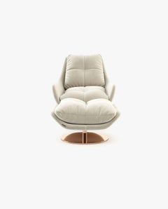 360-Degree Swivel Armchair with Matching Ottoman In Vienna Cream Velvet