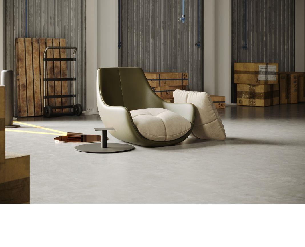 360-Degree Swivel Armchair with Matching Ottoman In Vienna Cream Velvet In New Condition For Sale In NEW YORK, NY