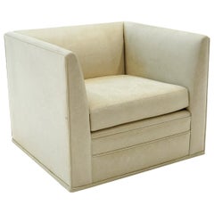 Fauteuil de salon pivotant 360 degrés en cuir blanc cassé/beige de Nierdemaier, Chicago