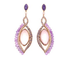 Sunita Nahata Boucles d'oreilles 360° double face en quartz lavande et quartz rose en 18KRG