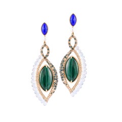 Sunita Nahata 360° Double Sided Malachite & Lapis Earring in 18 Karat Rose Gold