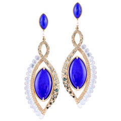 Sunita Nahata 360° Double Sided Malachite & Lapis Earring in 18 Karat Rose Gold