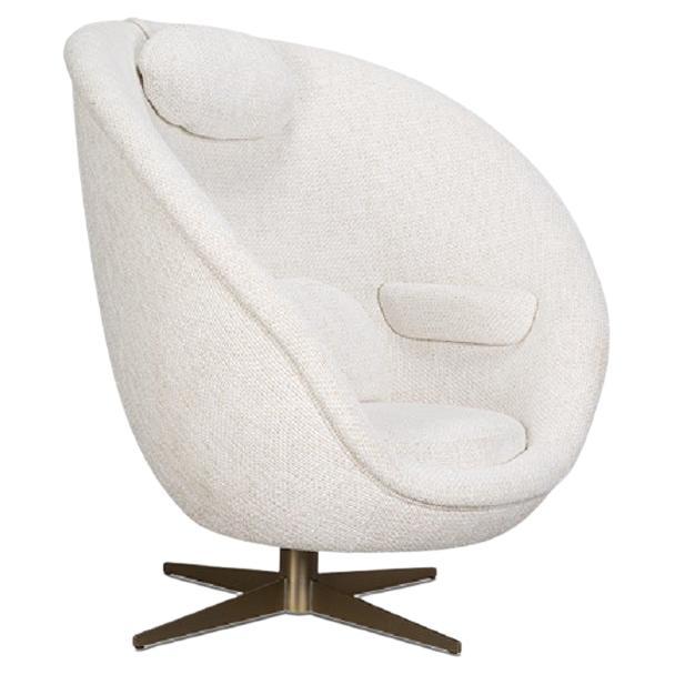 360° Rotating Armchair in Bouclé Fabrics & Stainless Steel Base For Sale