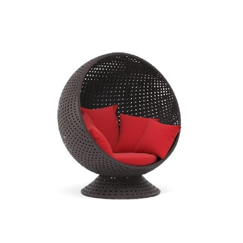 Contemporary 360° Rotating Outdoor Cocoon Chair in Open Cane Webbing For Sale