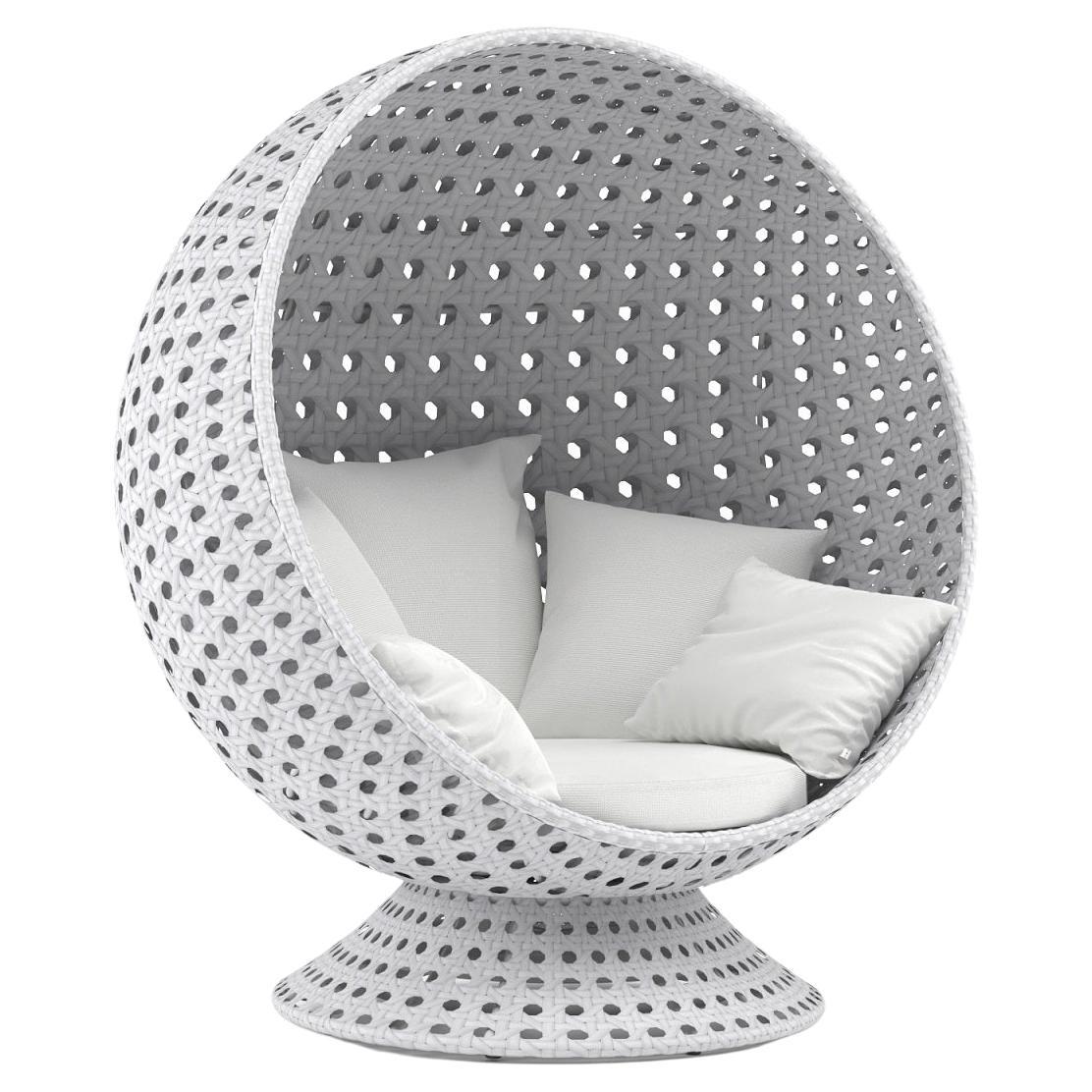 360° Rotating Outdoor Cocoon Chair in Open Cane Webbing
