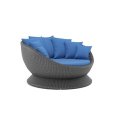 Lettino da esterno girevole a 360° in vimini lavato a pietra