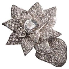 360 Stones Double Finger 18K White Gold Flower Power Ring