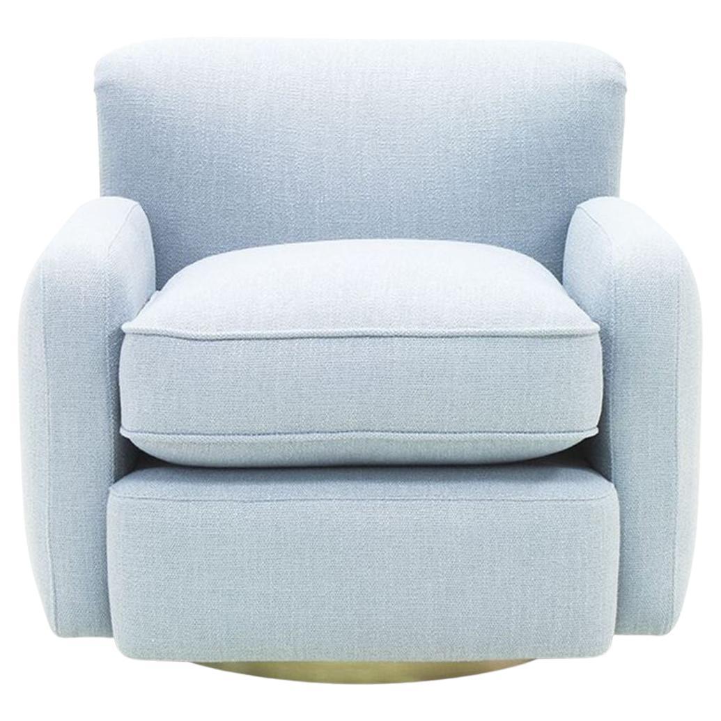 Modern 360° Swivel Armchair with Metallic Base For Sale