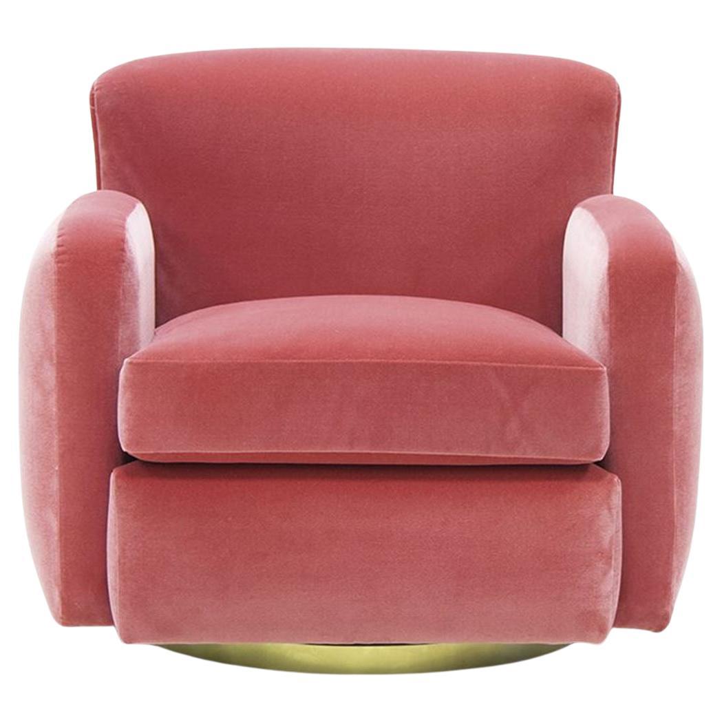 360° Swivel Armchair with Metallic Base For Sale