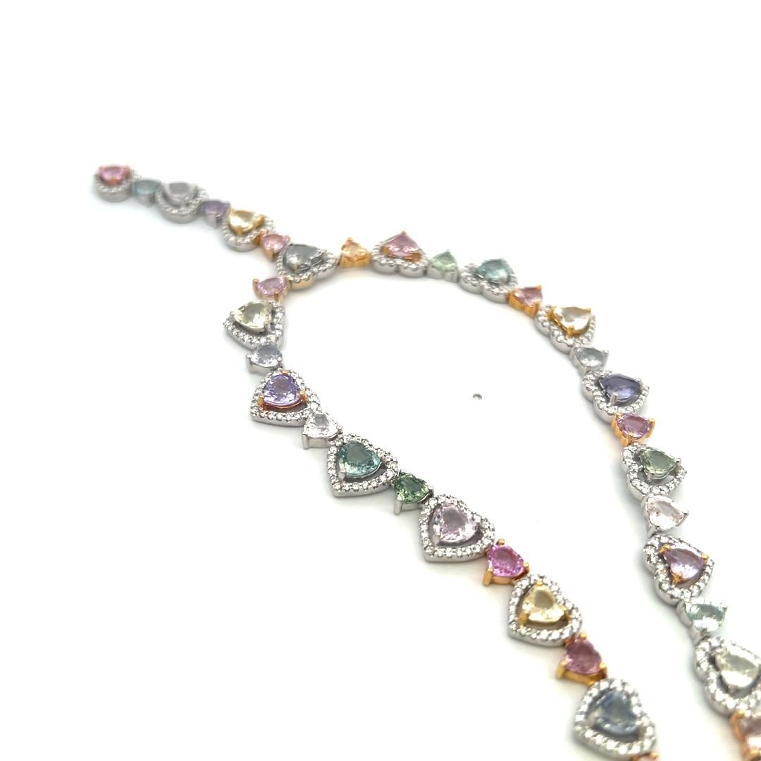 Collier fantaisie 18 carats avec saphir en forme de cœur de 36,00 carats et diamants de 4,00 carats en vente 4