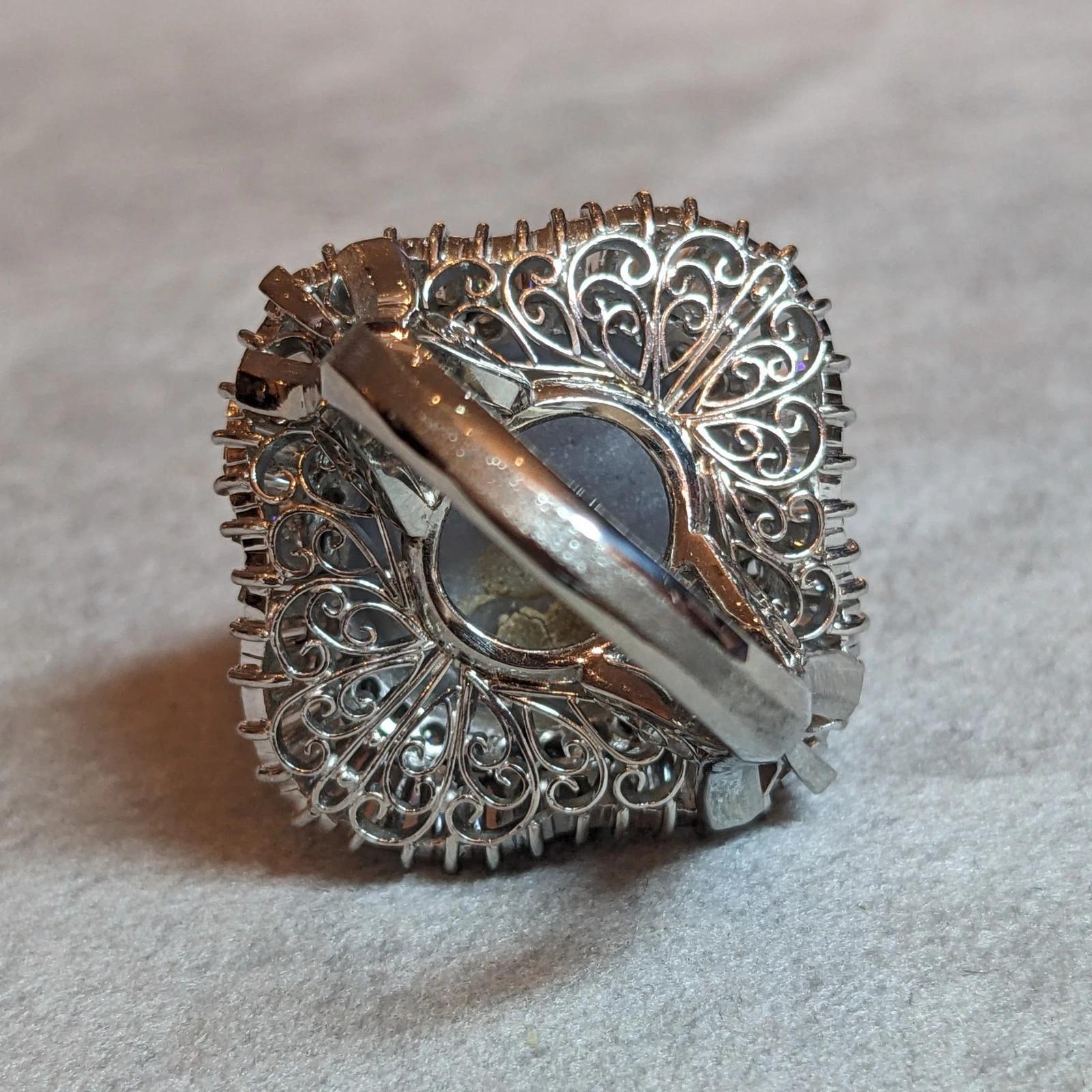 Bague saphir étoilé et diamant de 36,02 carats en platine en vente 4