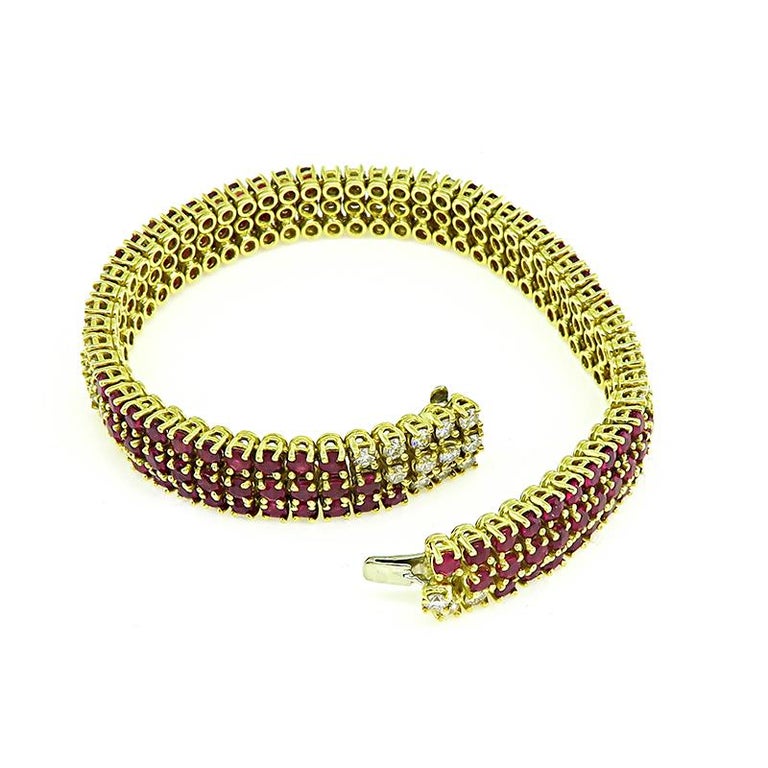3.60ct Diamond 8.00ct Ruby Gold Bracelet For Sale at 1stDibs