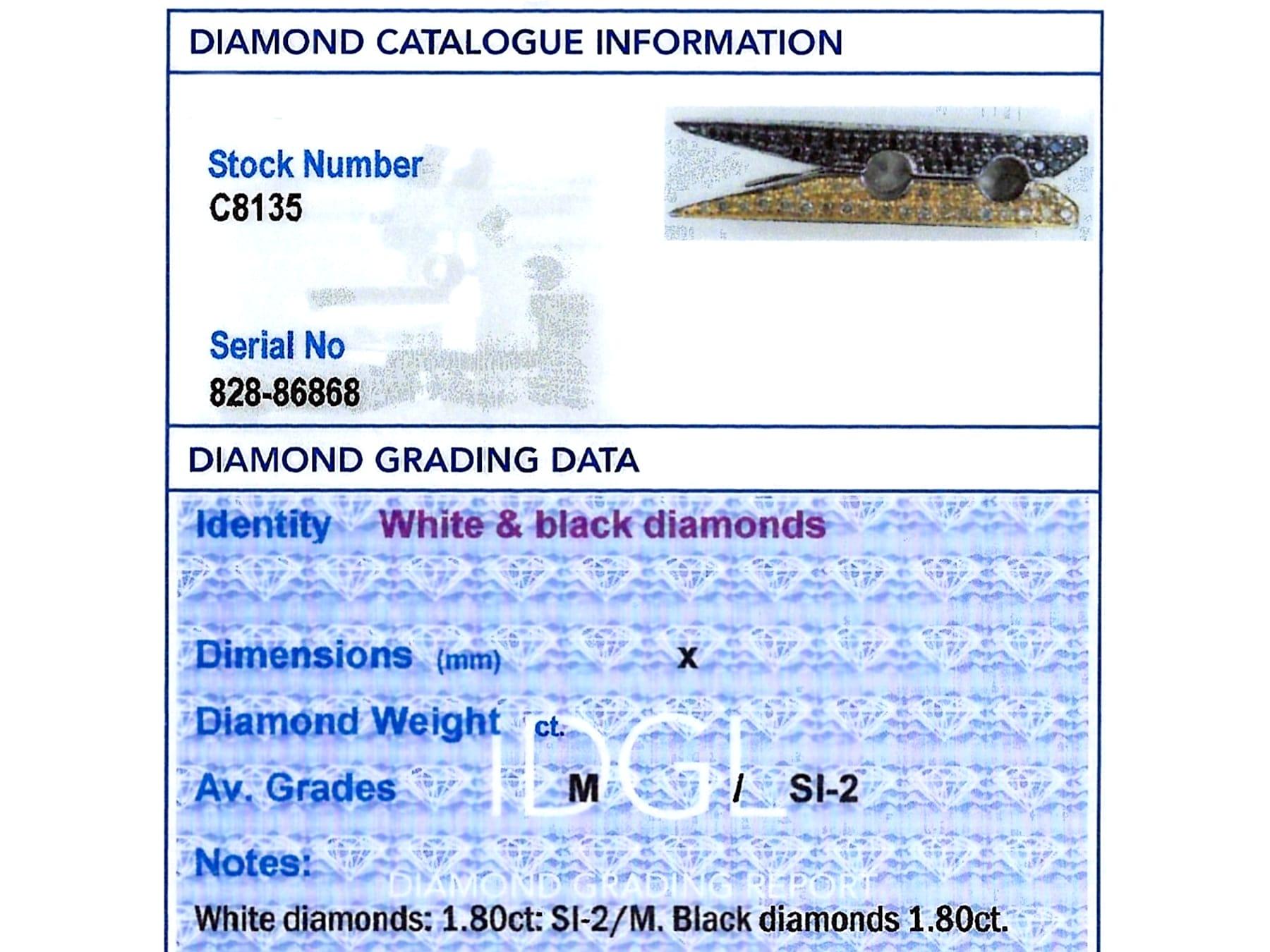 3.60ct Diamond, 9K White Gold and 9K Yellow Gold Peg For Sale 2