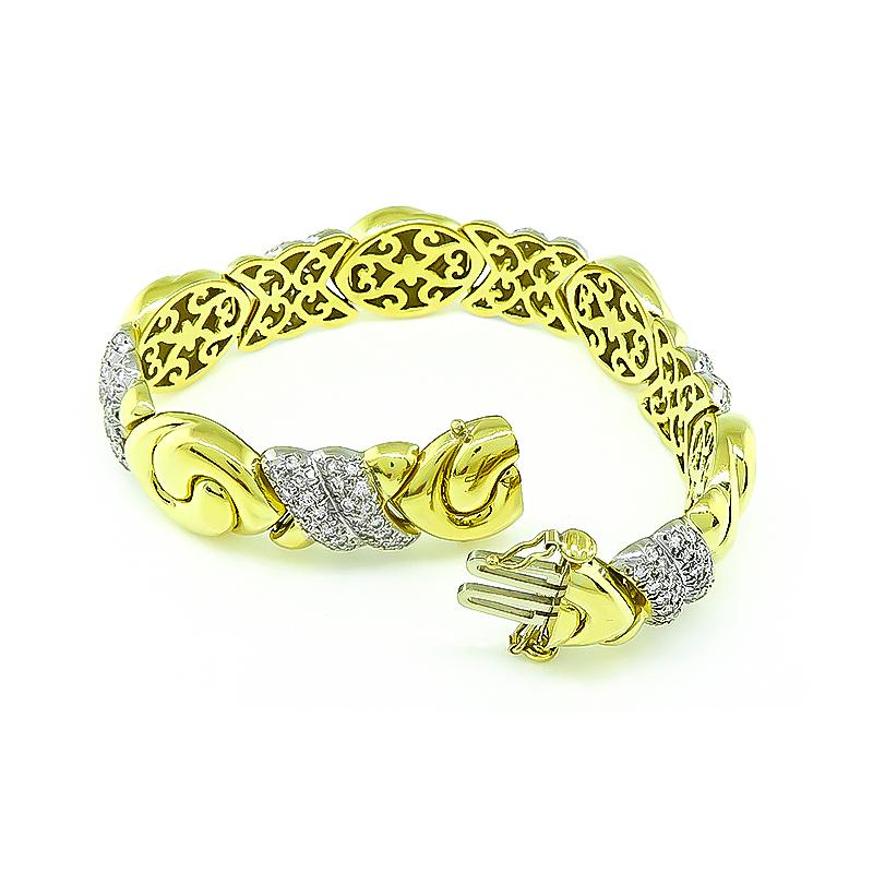 3.60 Carat Diamond Two-Tone Gold Bracelet In Good Condition For Sale In New York, NY