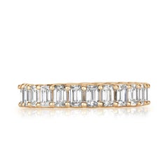 3.60ct Emerald Cut Diamond Eternity Band in 18k Champagne Yellow Gold
