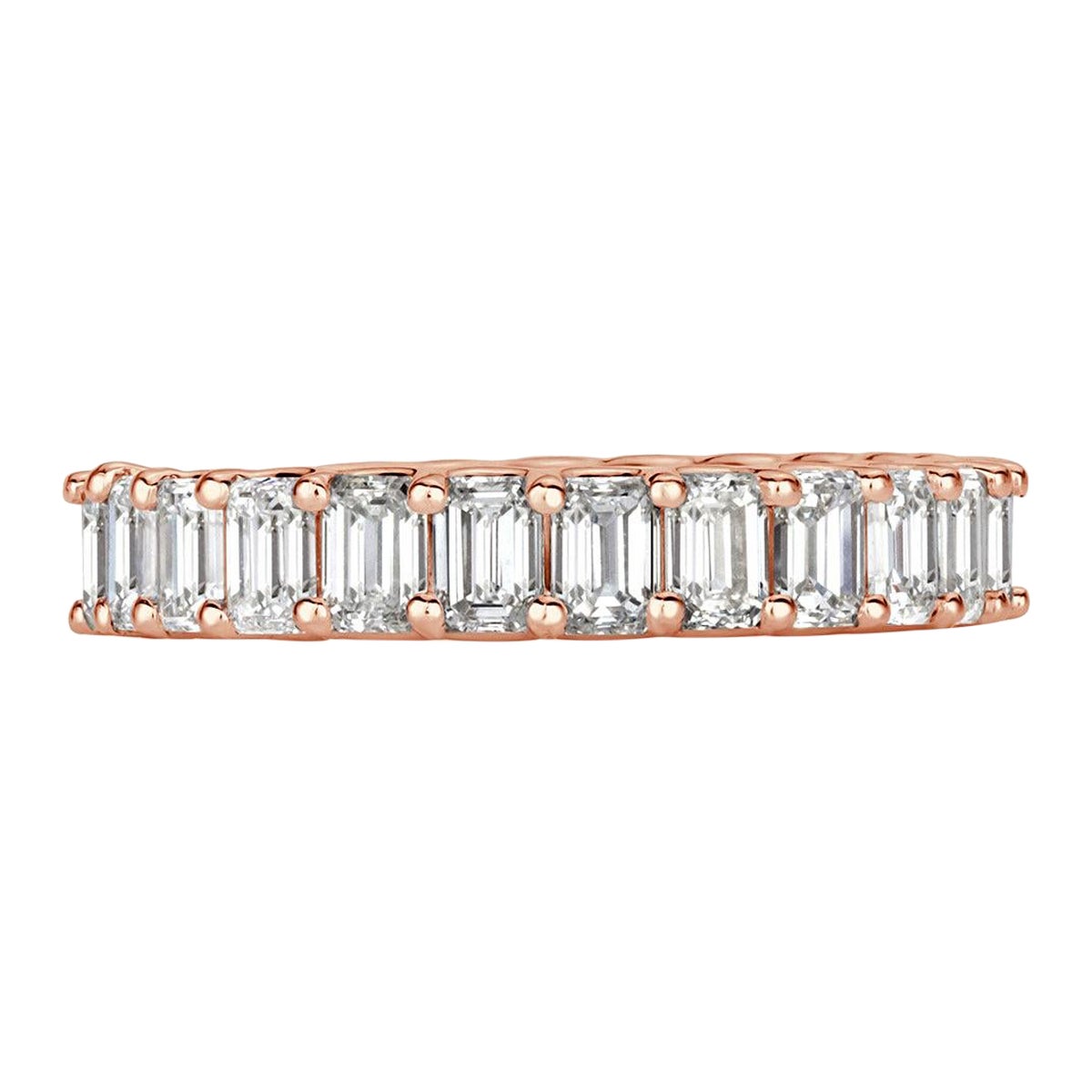 3.60ct Emerald Cut Diamond Eternity Band in 18k Rose Gold
