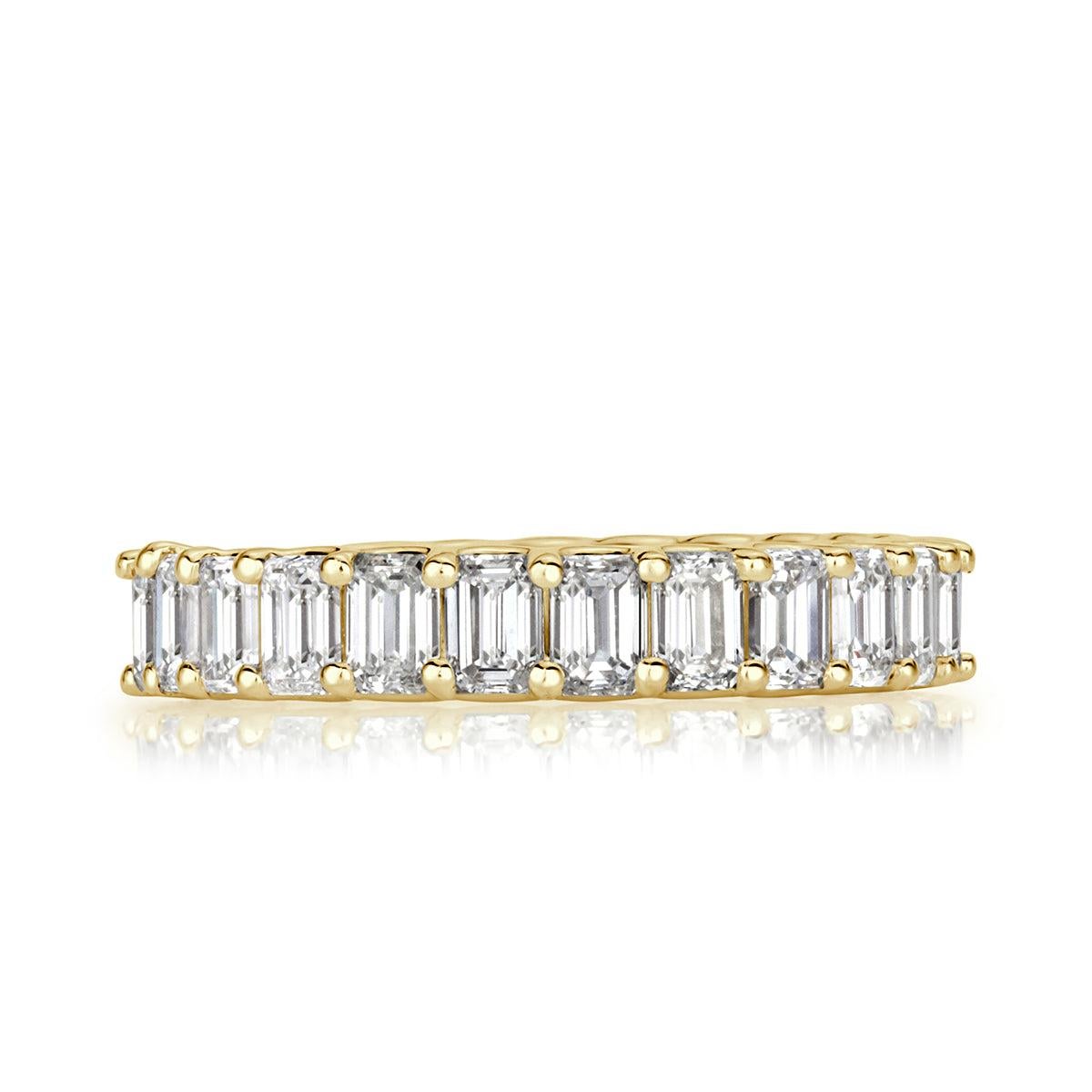3.60ct Emerald Cut Diamond Eternity Band in 18k Yellow Gold For Sale
