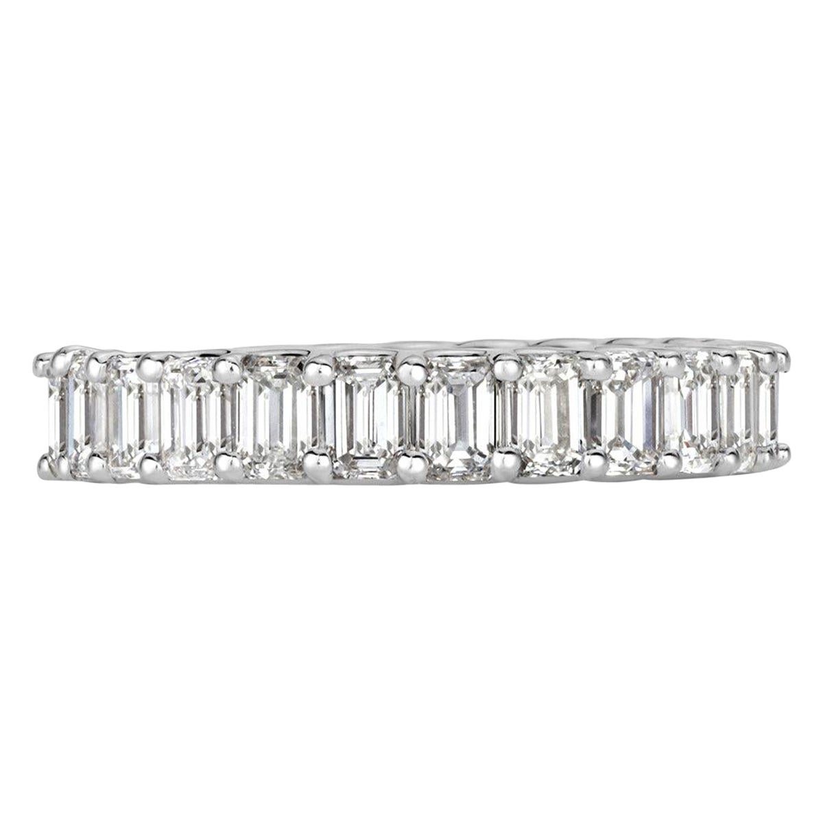 3.60ct Emerald Cut Diamond Eternity Band in Platinum For Sale