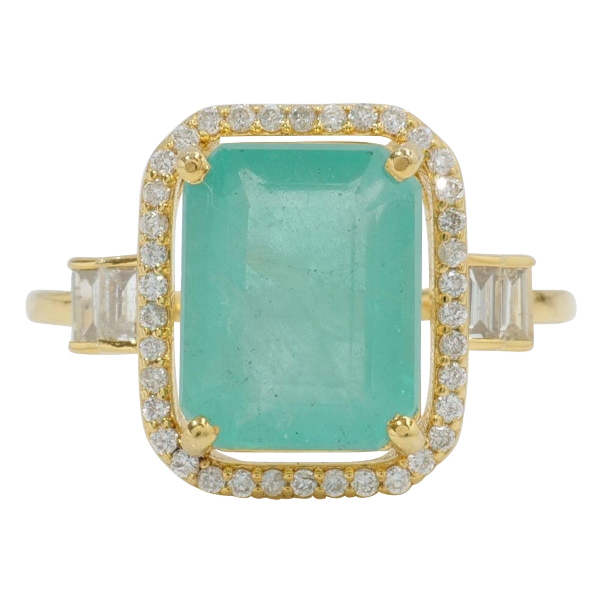 3,60ct Smaragd Edelstein Ring mit natürlichen Diamanten in 14K Solid Gold (zertifiziert)