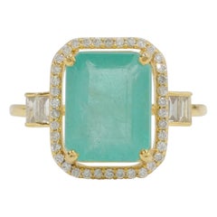 3,60ct Smaragd Edelstein Ring mit natürlichen Diamanten in 14K Solid Gold (zertifiziert)