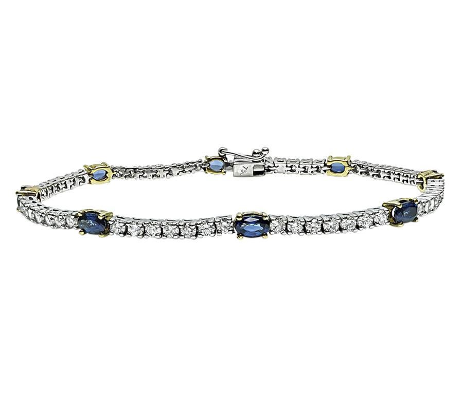 Pulsera Zafiro 3,60ct Diamante 2,20ct Corte oval en venta