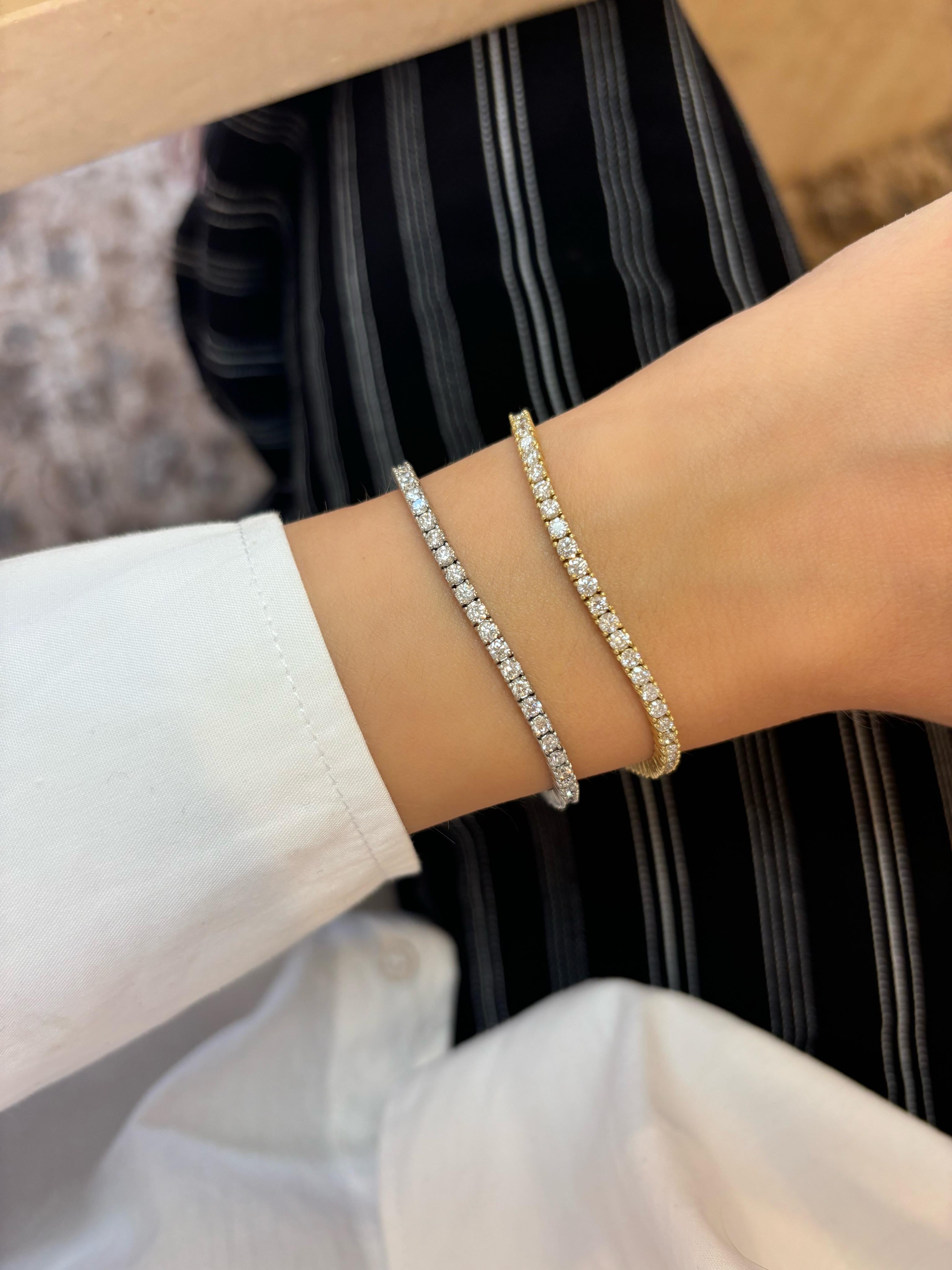 3,60 Karat Diamant-Tennisarmband, 10 Gramm 18K Gelbgold für Damen oder Herren im Angebot
