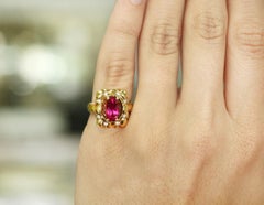 3.60tcw 18K Natural Rubellite & Diamond Cocktail Ring