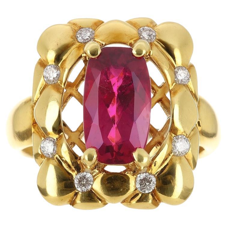 3.60tcw 18K Bague Cocktail Rubellite Naturelle
Diamant