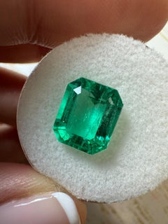 3.61 Carat 10x9 Vivacious Green Loose Colombian Emerald - Emerald Cut May