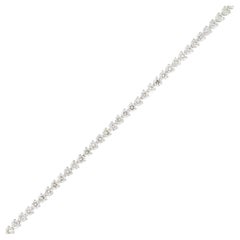 3.61 Carat Diamond Prong Set Tennis Bracelet 14 Karat in Stock