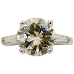 3.61 Carat GIA Diamond and Platinum Three Stone Ring