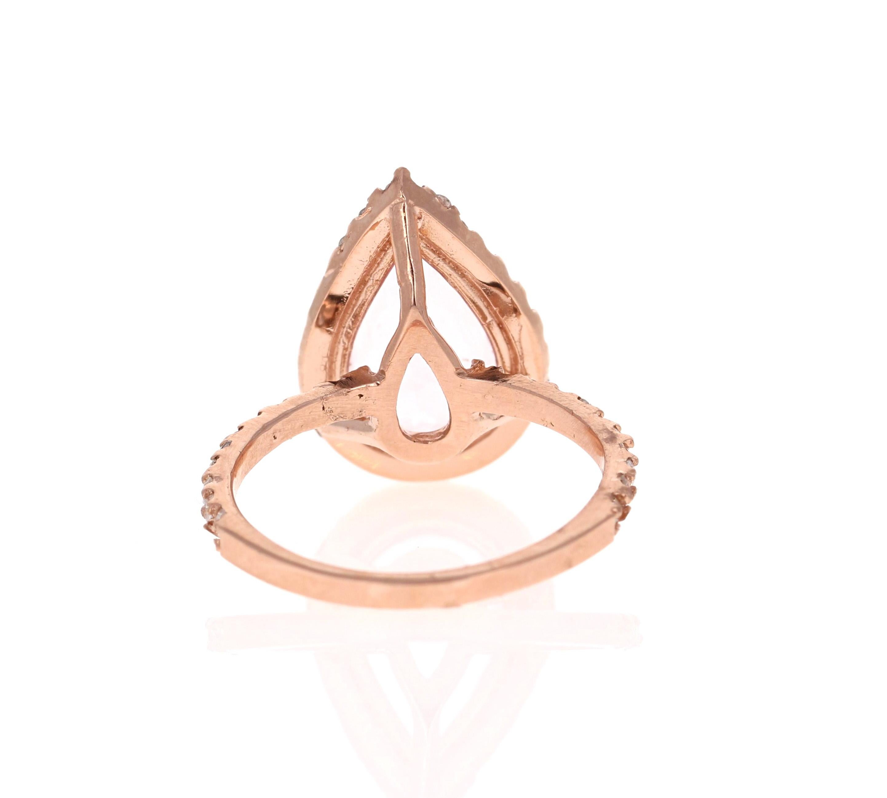 Modern 3.61 Carat Morganite Diamond 14 Karat Rose Gold Engagement Ring