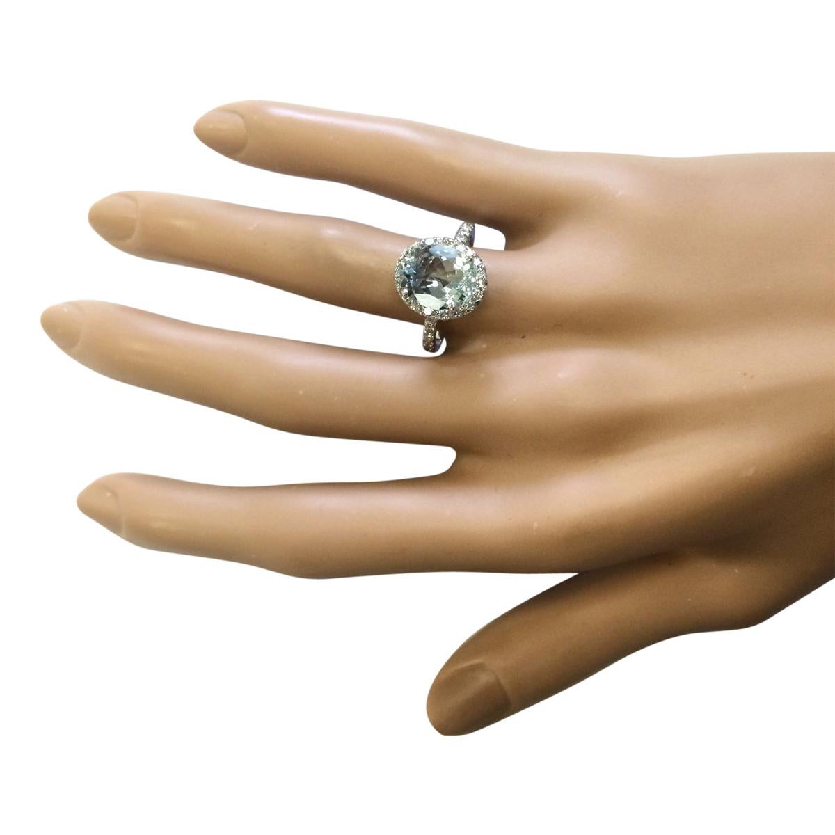 Natural Aquamarine Diamond Ring In 14 Karat White Gold In New Condition For Sale In Manhattan Beach, CA