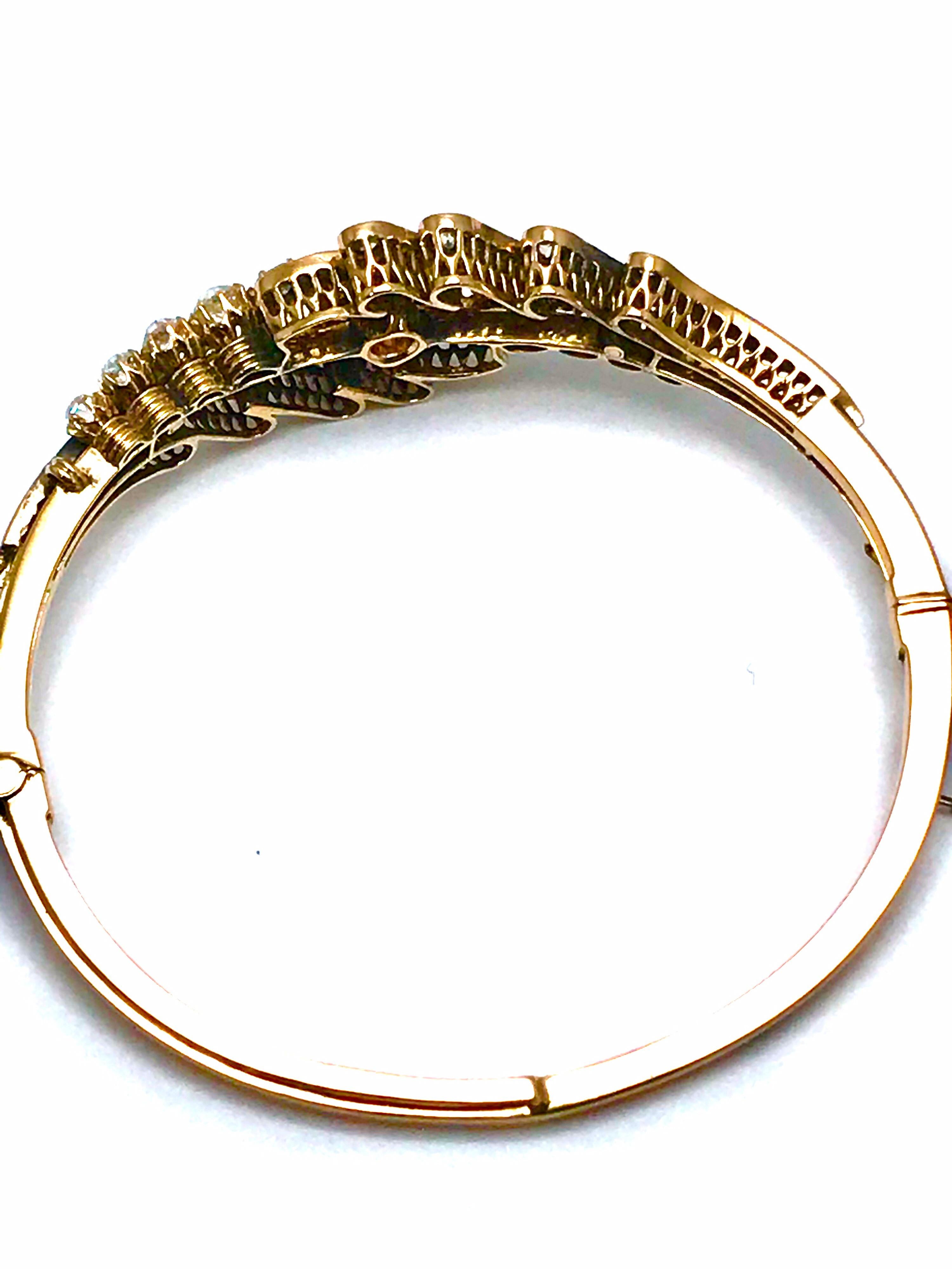 Women's or Men's 3.61 Carat Old Mine Cut and Rose Cut Diamond Bypass Style Bangle Bracelet