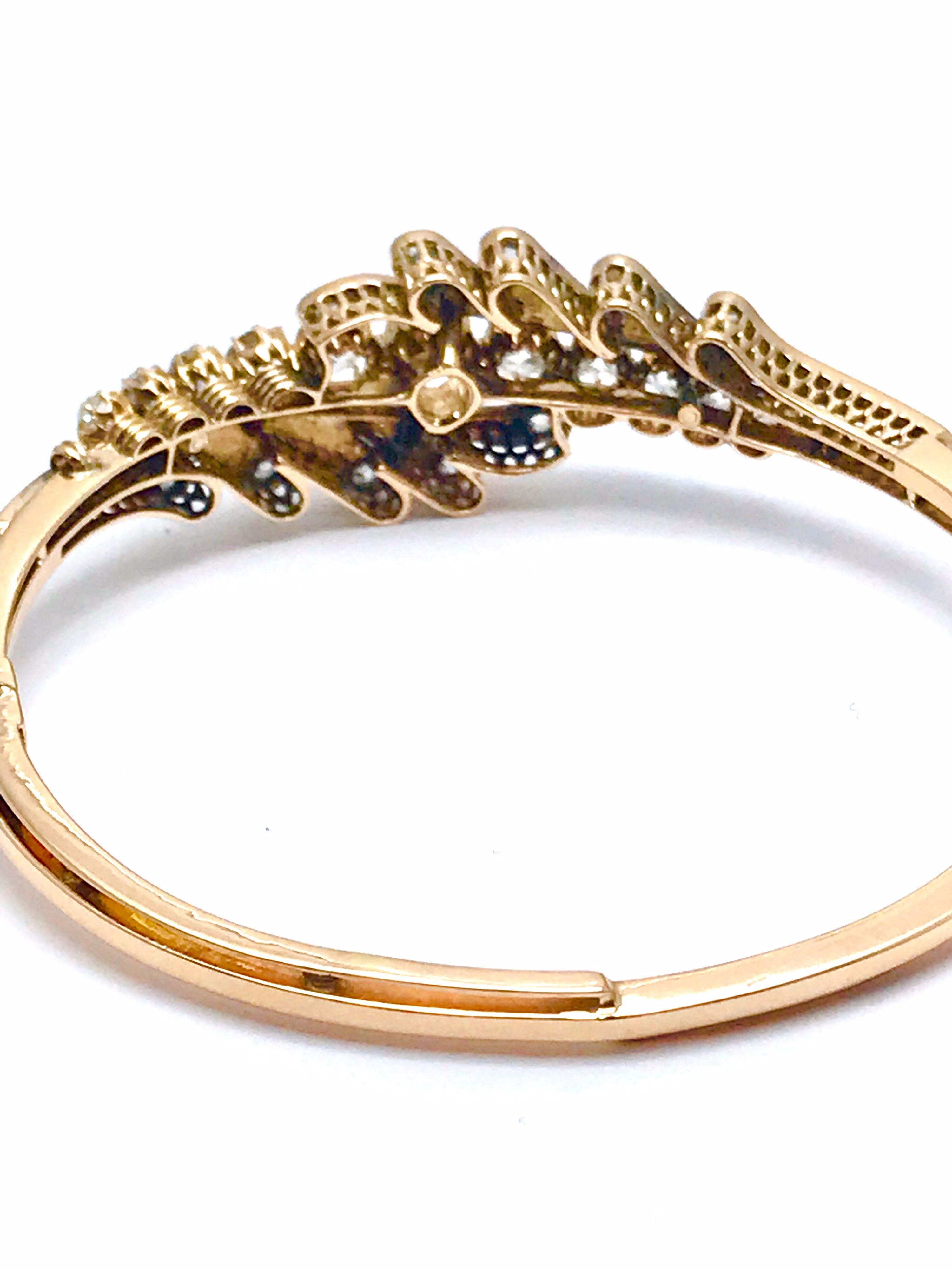 3.61 Carat Old Mine Cut and Rose Cut Diamond Bypass Style Bangle Bracelet 1