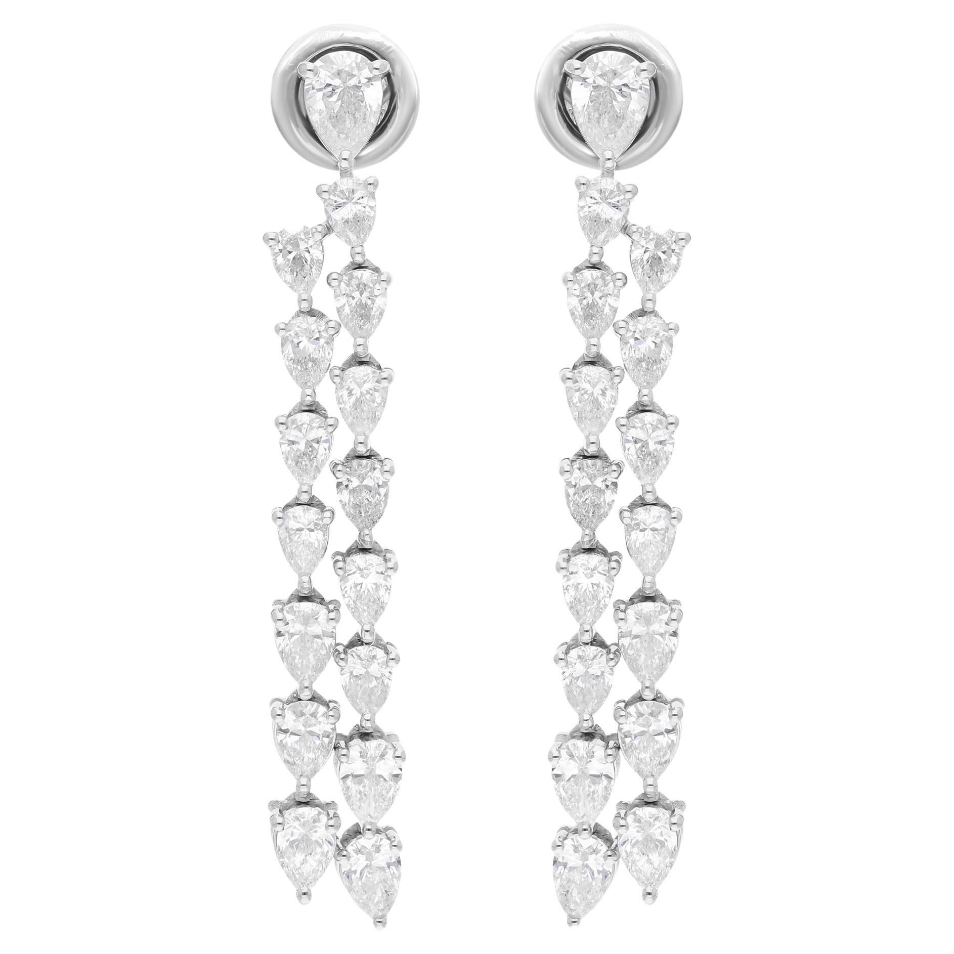 3.61 Carat SI Clarity HI Color Pear Shape Diamond 14 Karat White Gold Earrings